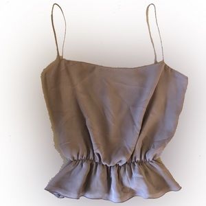 J. Crew | Cute silk tank top with spaghetti straps ruffle hem